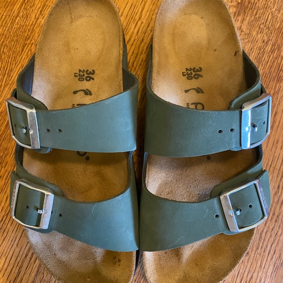 Birkenstock Papillio green Two-Strap Slide Sandals with Black Outsole - Picture 5 of 6